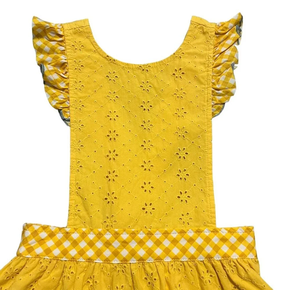 Matilda Jane 4Y Splendid Sunshine Yellow Eyelet Pinafore Dress